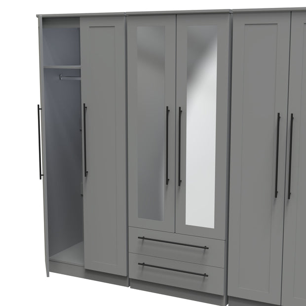 Beverley 6 Door 2 Drawer Centre Mirrored Wardrobe