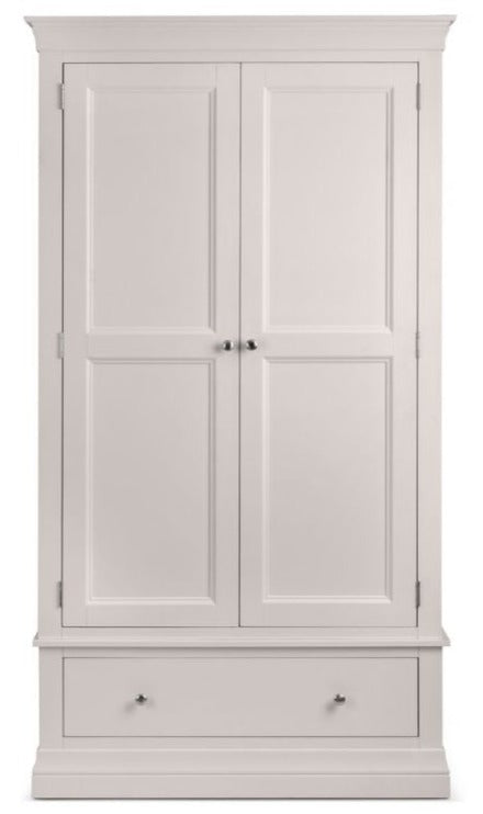 Clermont 2 Door 1 Drawer Wardrobe - Light Grey