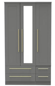 Haworth Tall 3 Door 4 Drawer Mirrored Wardrobe