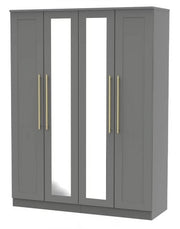 Haworth Tall 4 Door Centre Mirrored Wardrobe