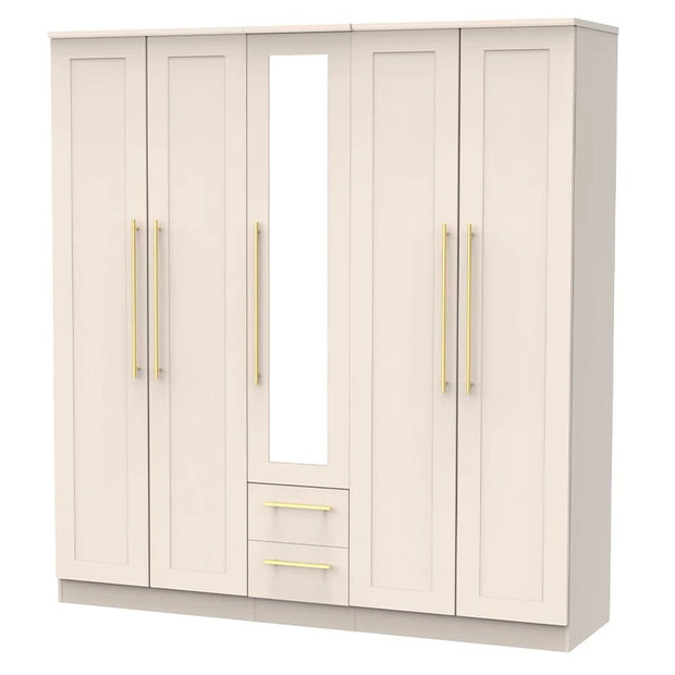 Haworth Tall 5 Door 2 Drawer Centre Mirrored Wardrobe