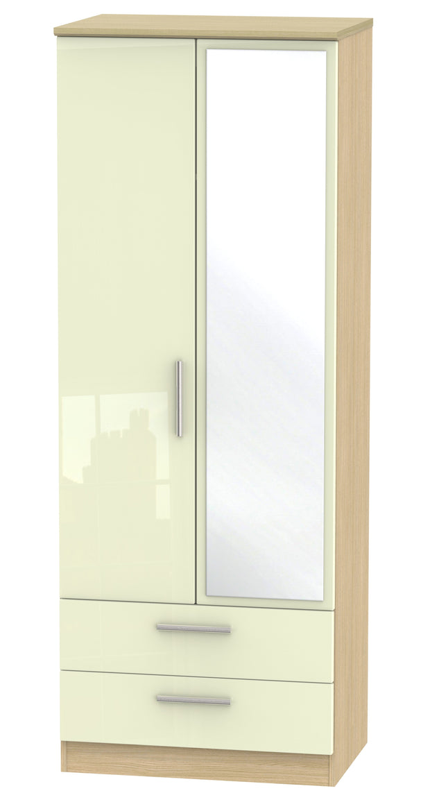 Knightsbridge Tall 2ft 6in 2 Drawer Mirror Wardrobe