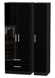 Knightsbridge 3 Door Tall Wardrobe With 2 Drawers