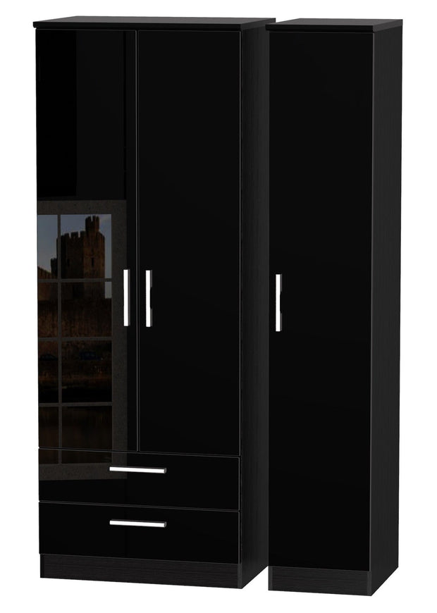 Knightsbridge 3 Door Tall Wardrobe With 2 Drawers