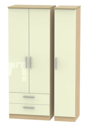 Knightsbridge 3 Door Tall Wardrobe With 2 Drawers