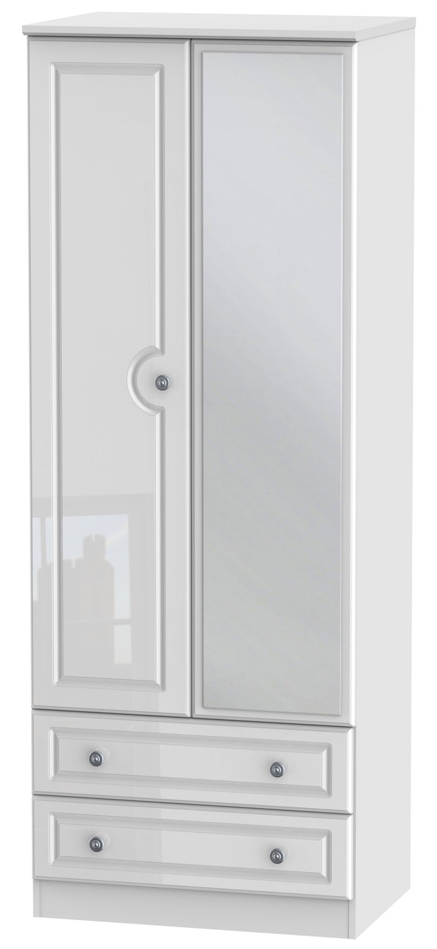 Pembroke 2 Door Tall Mirror Combi Wardrobe