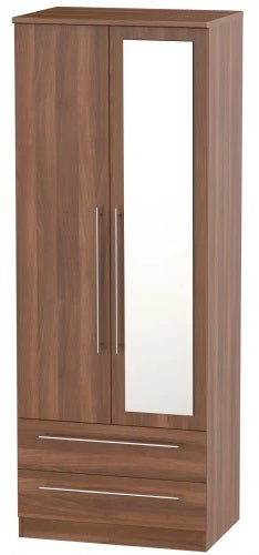 Sherwood 2 Drawer Mirrored Wardrobe