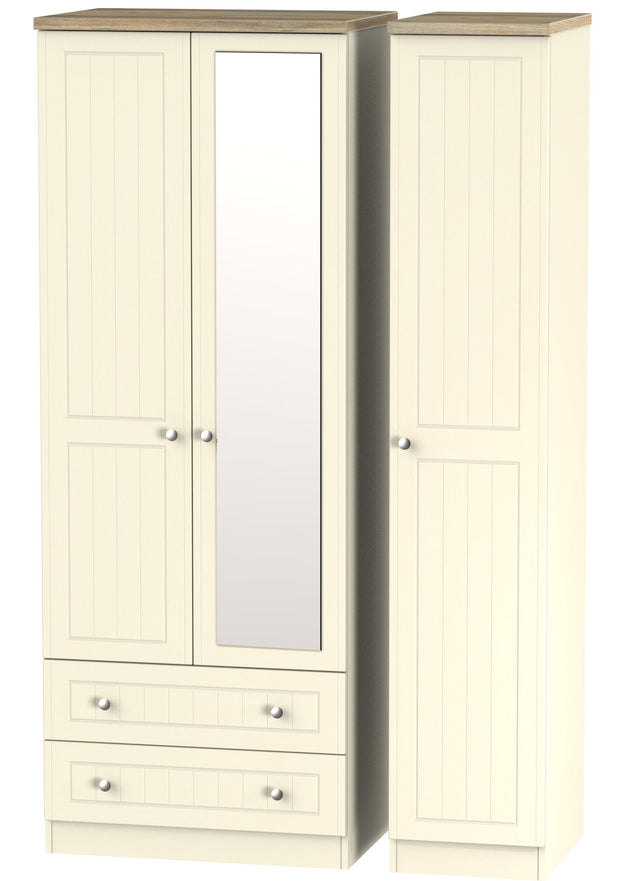 Vienna Tall Triple 2 Drawer Mirror Wardrobe