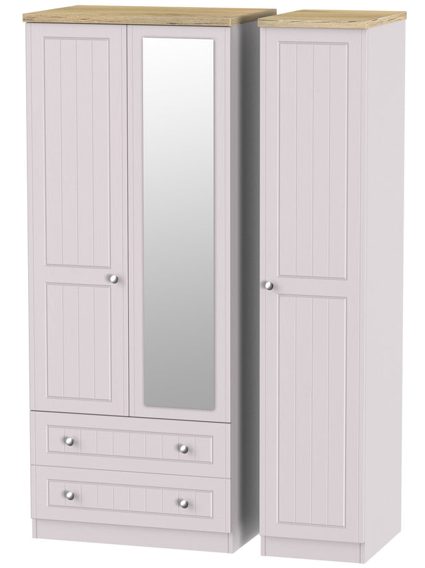 Vienna Tall Triple 2 Drawer Mirror Wardrobe