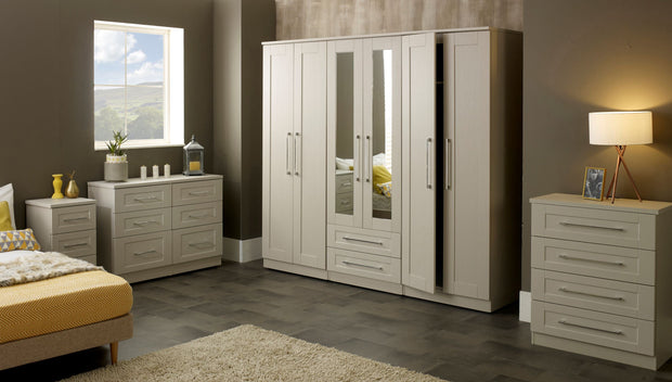 York Tall 6 Door 2 Drawer Mirror Wardrobe