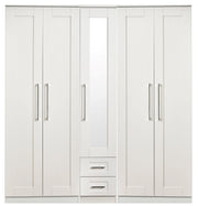 York Tall 5 Door 2 Drawer Mirror Wardrobe