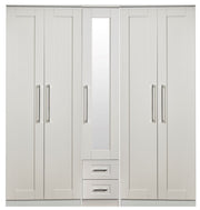 York Tall 5 Door 2 Drawer Mirror Wardrobe