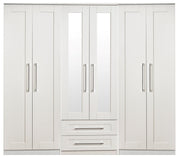 York Tall 6 Door 2 Drawer Mirror Wardrobe