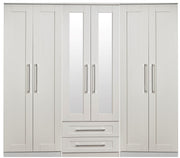 York Tall 6 Door 2 Drawer Mirror Wardrobe