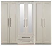 York Tall 6 Door 2 Drawer Mirror Wardrobe