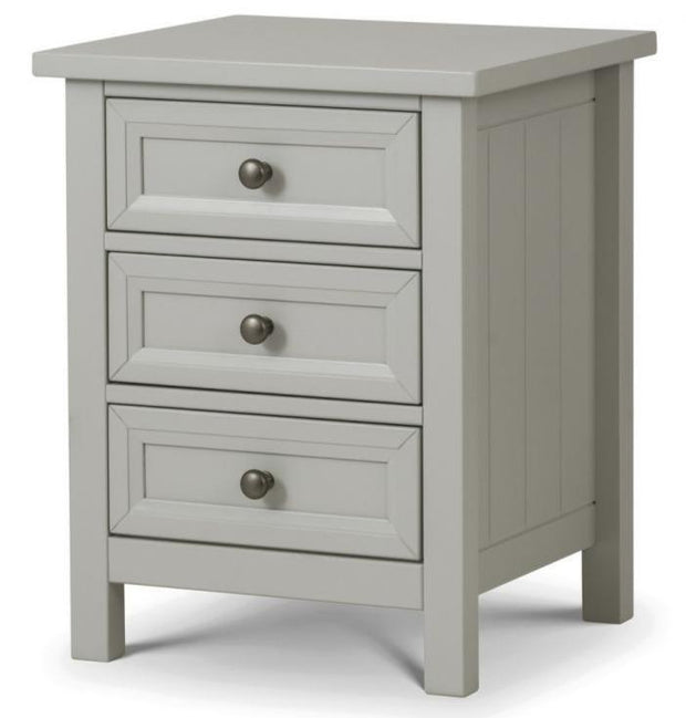 Maine 3 Drawer Bedside Table - Dove Grey