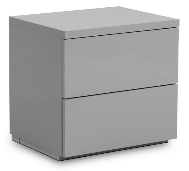 Monaco 2 Drawer Bedside Table - Grey High Gloss